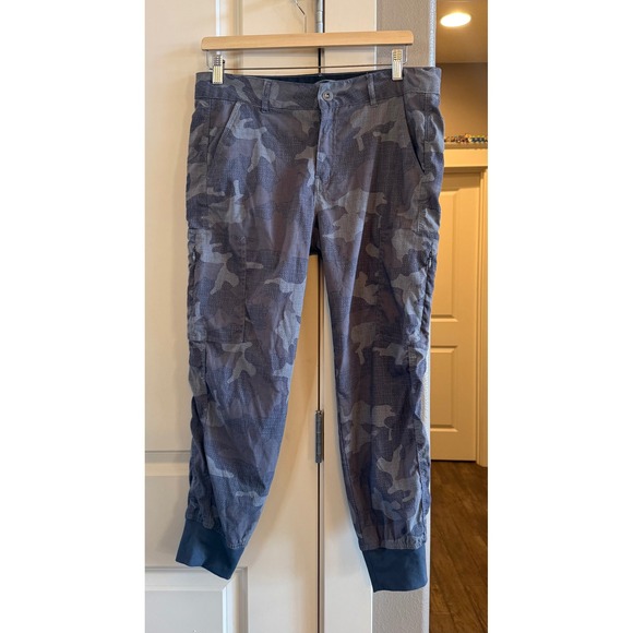 Women's Prana Gray Camo Patterned Joggers Cargo Pockets Tapered Size 10 - Picture 13 of 13